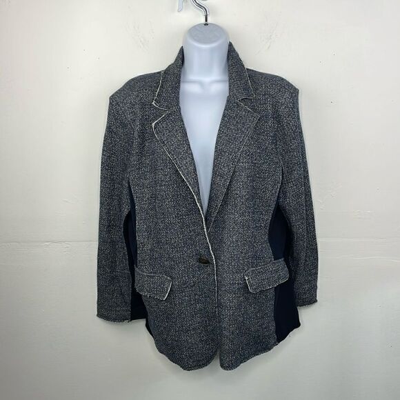 Tommy Hilfiger Soft Fabric Mix Media Cotton Mix Blazer raw hem size Large - Picture 3 of 14